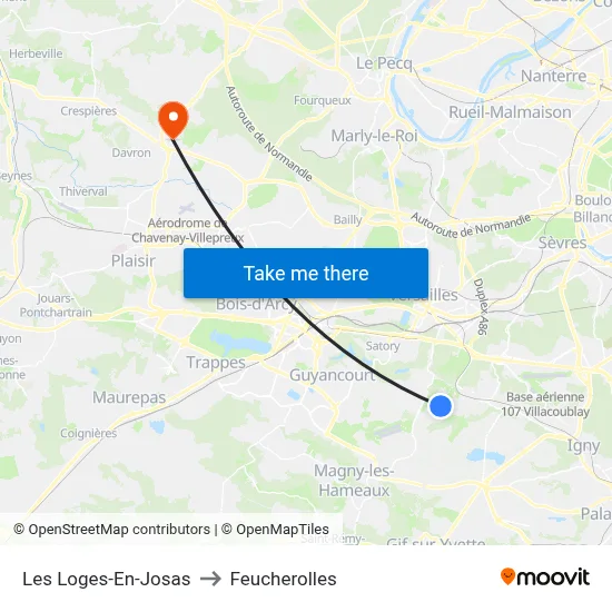 Les Loges-En-Josas to Feucherolles map
