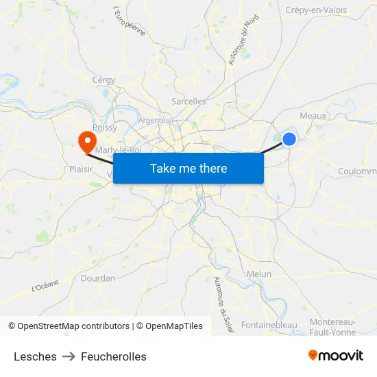 Lesches to Feucherolles map