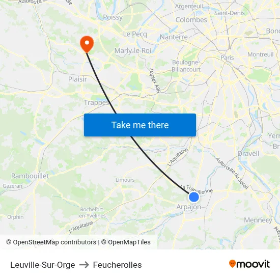 Leuville-Sur-Orge to Feucherolles map