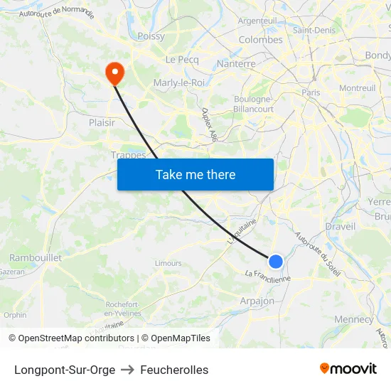 Longpont-Sur-Orge to Feucherolles map