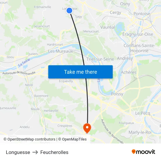 Longuesse to Feucherolles map