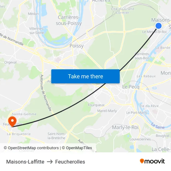 Maisons-Laffitte to Feucherolles map