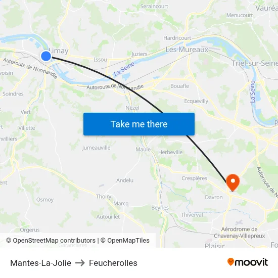 Mantes-La-Jolie to Feucherolles map