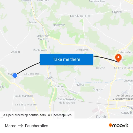 Marcq to Feucherolles map