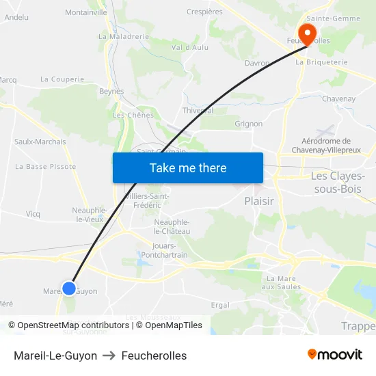 Mareil-Le-Guyon to Feucherolles map