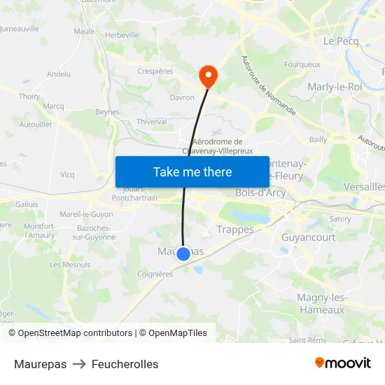 Maurepas to Feucherolles map