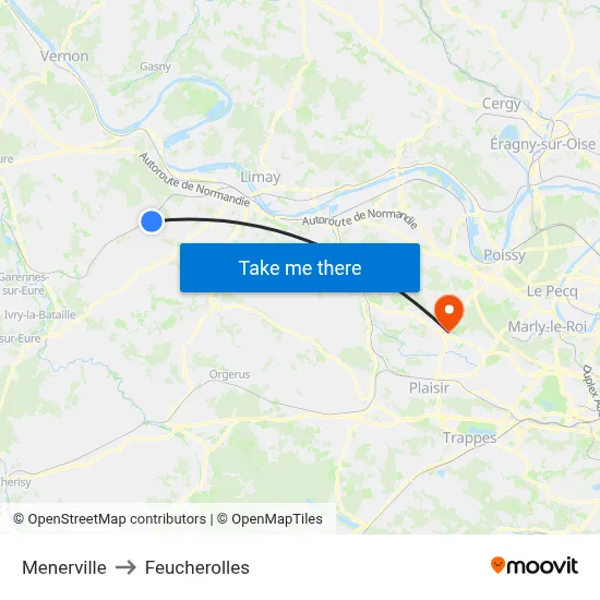 Menerville to Feucherolles map