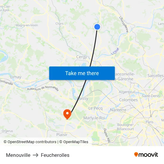 Menouville to Feucherolles map