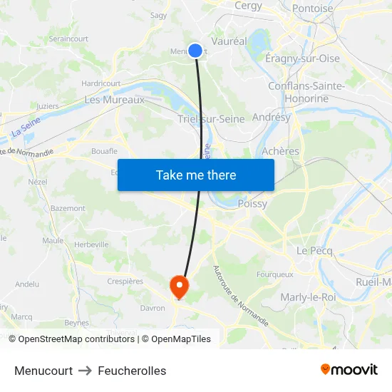 Menucourt to Feucherolles map