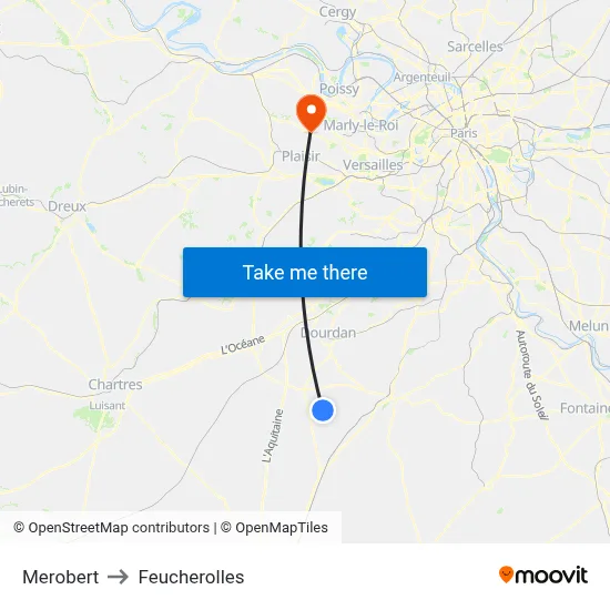 Merobert to Feucherolles map