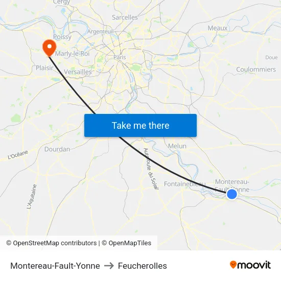 Montereau-Fault-Yonne to Feucherolles map