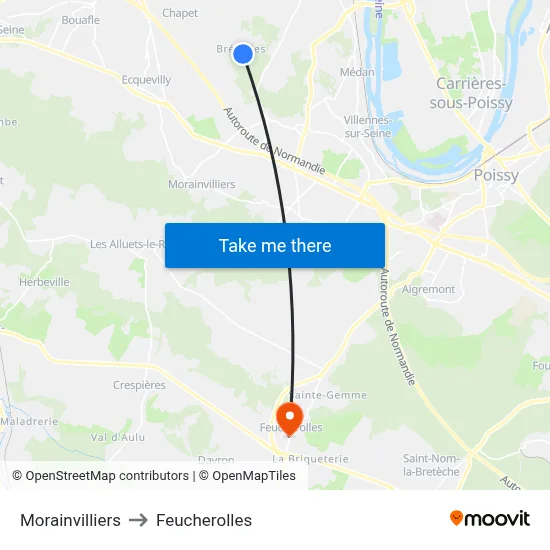 Morainvilliers to Feucherolles map