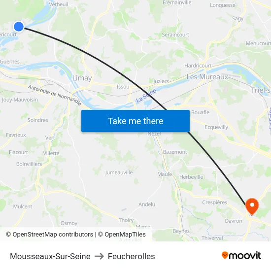 Mousseaux-Sur-Seine to Feucherolles map
