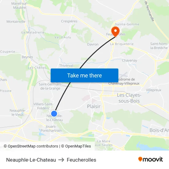 Neauphle-Le-Chateau to Feucherolles map