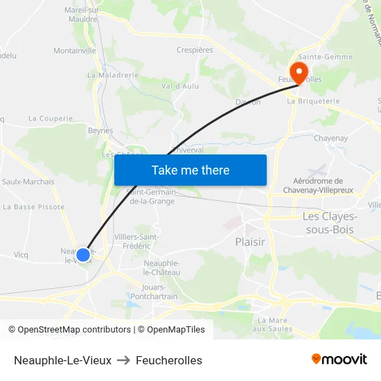Neauphle-Le-Vieux to Feucherolles map