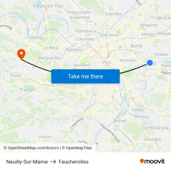 Neuilly-Sur-Marne to Feucherolles map