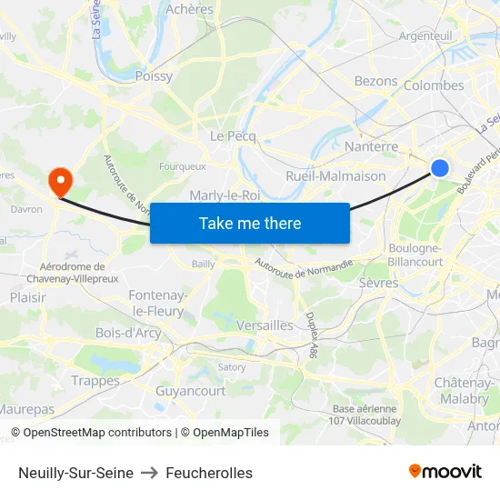 Neuilly-Sur-Seine to Feucherolles map
