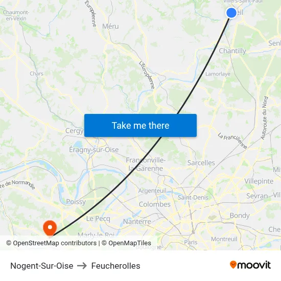 Nogent-Sur-Oise to Feucherolles map