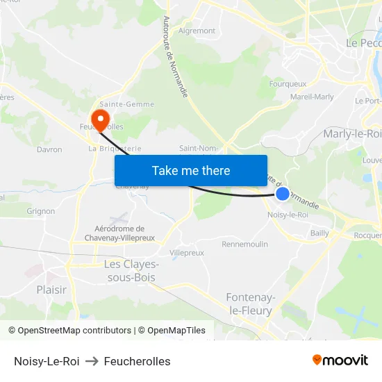 Noisy-Le-Roi to Feucherolles map