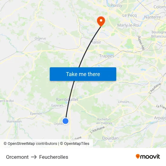 Orcemont to Feucherolles map