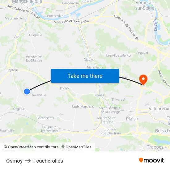 Osmoy to Feucherolles map