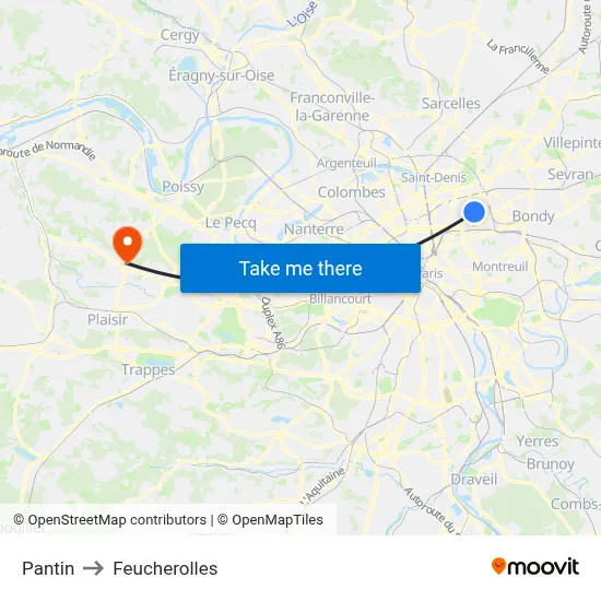 Pantin to Feucherolles map