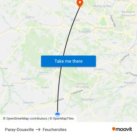 Paray-Douaville to Feucherolles map