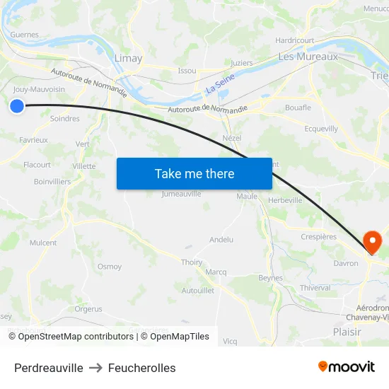 Perdreauville to Feucherolles map