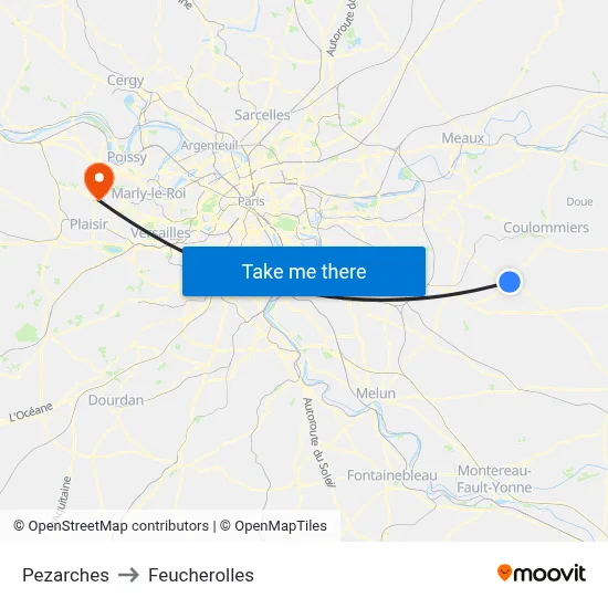 Pezarches to Feucherolles map