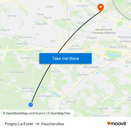 Poigny-La-Foret to Feucherolles map