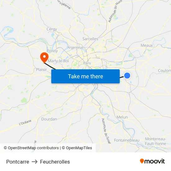 Pontcarre to Feucherolles map