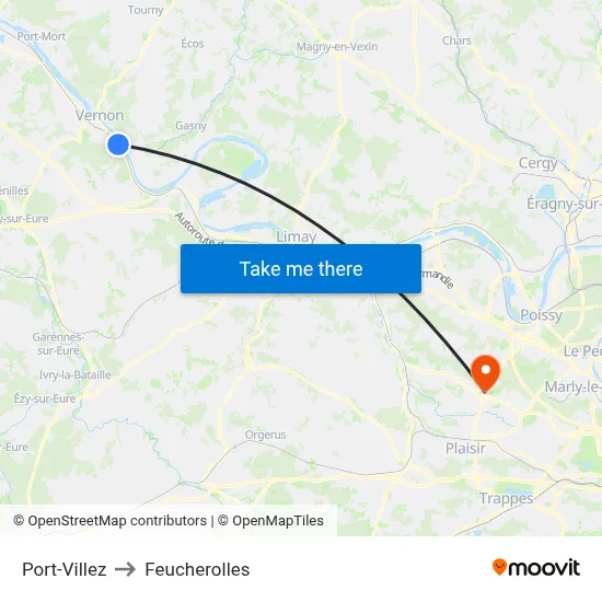 Port-Villez to Feucherolles map