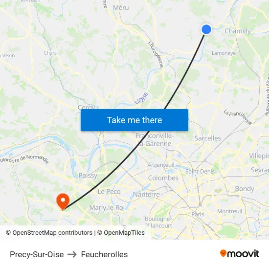 Precy-Sur-Oise to Feucherolles map