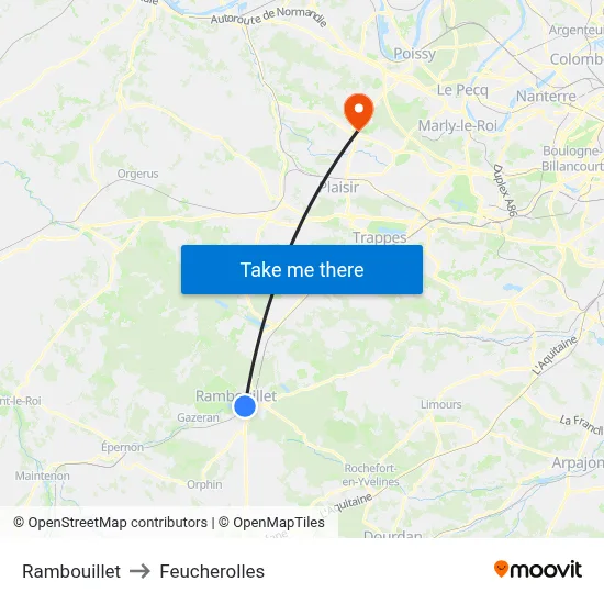 Rambouillet to Feucherolles map