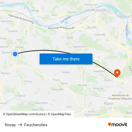 Rosay to Feucherolles map