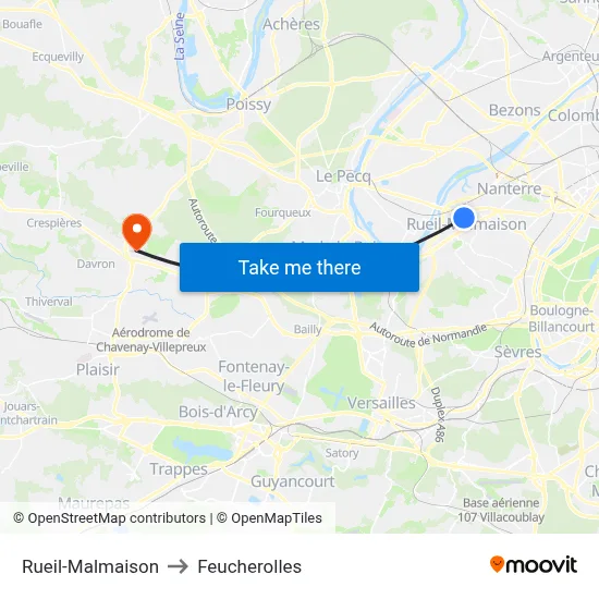 Rueil-Malmaison to Feucherolles map