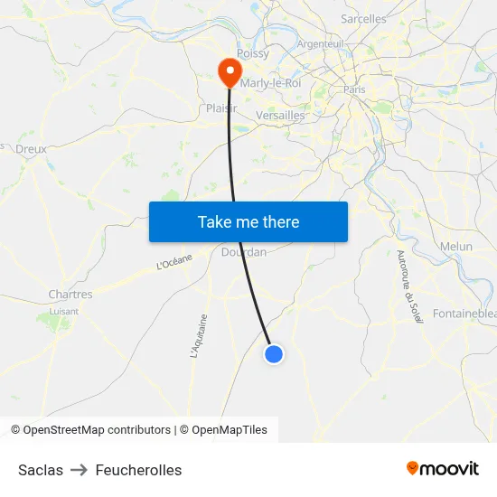 Saclas to Feucherolles map