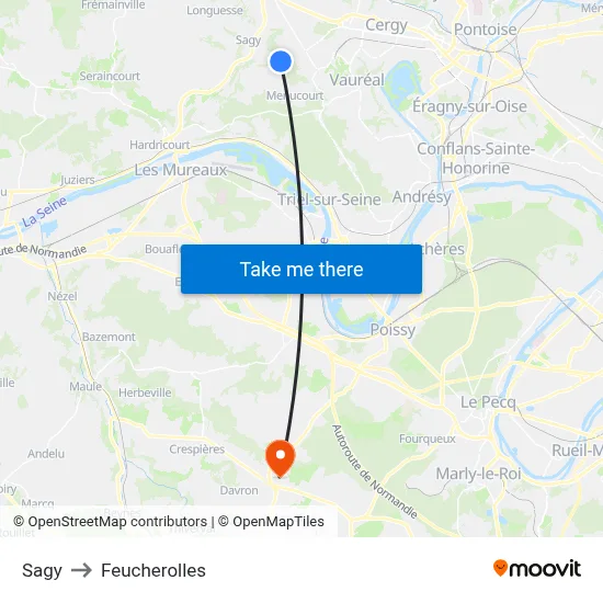 Sagy to Feucherolles map