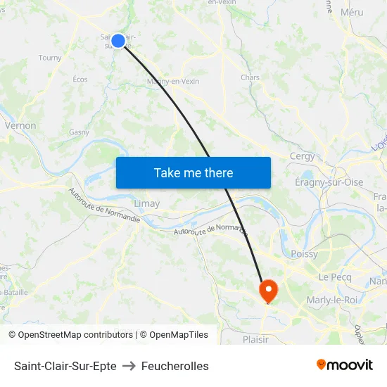 Saint-Clair-Sur-Epte to Feucherolles map