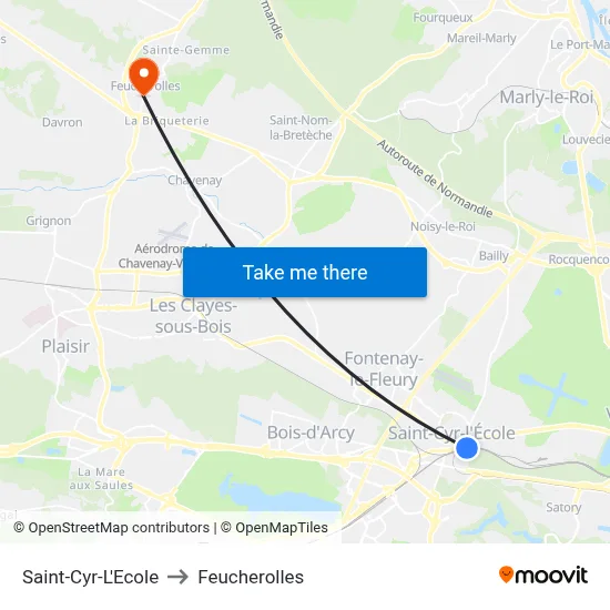Saint-Cyr-L'Ecole to Feucherolles map