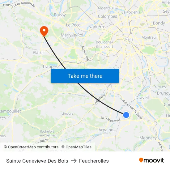 Sainte-Genevieve-Des-Bois to Feucherolles map
