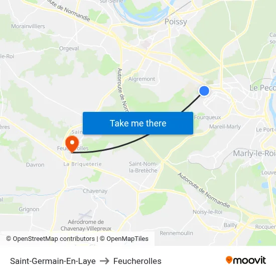 Saint-Germain-En-Laye to Feucherolles map