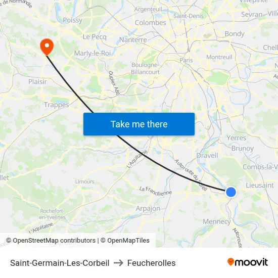 Saint-Germain-Les-Corbeil to Feucherolles map
