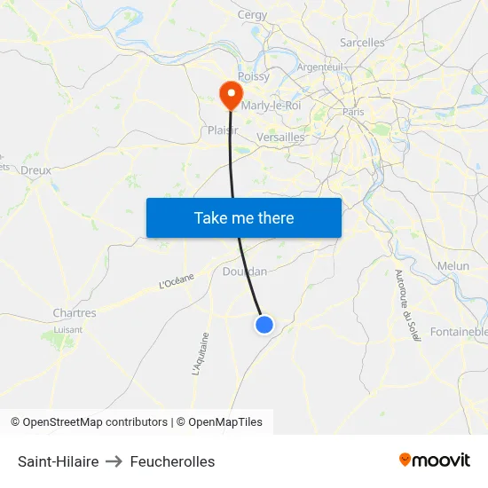Saint-Hilaire to Feucherolles map
