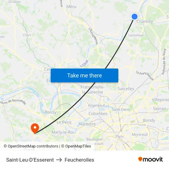 Saint-Leu-D'Esserent to Feucherolles map