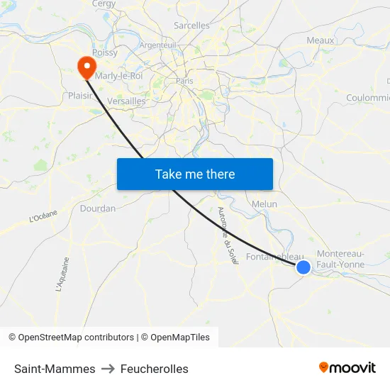 Saint-Mammes to Feucherolles map