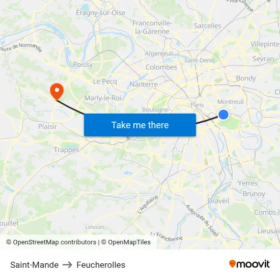 Saint-Mande to Feucherolles map