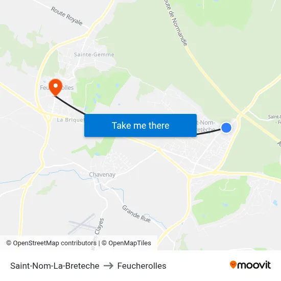 Saint-Nom-La-Breteche to Feucherolles map