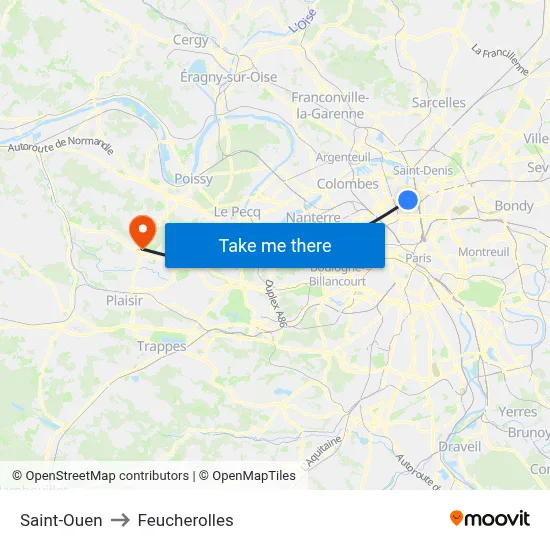 Saint-Ouen to Feucherolles map