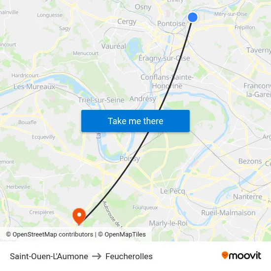 Saint-Ouen-L'Aumone to Feucherolles map
